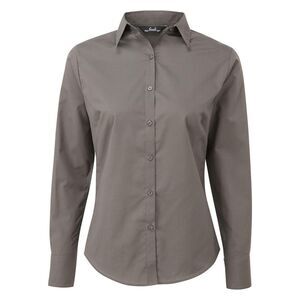 Premier Womens/Ladies Long-Sleeved Shirt / Dark Grey